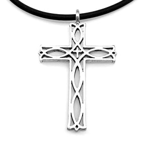 Cross Ichthus Fish Antique Silver Necklace - Forgiven Jewelry