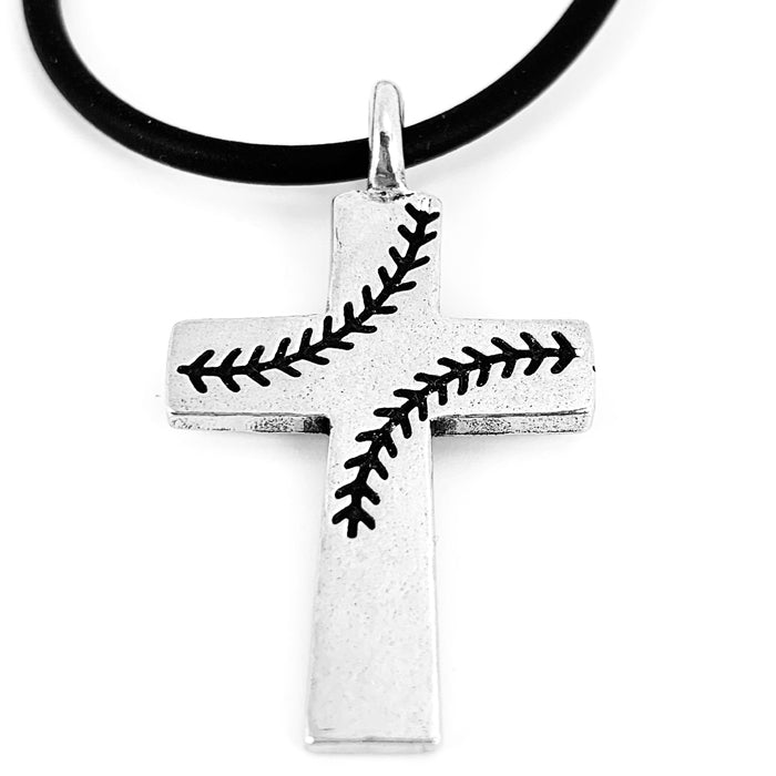 Baseball Bat Sports Cross Pendant Necklace Stainless Steel Black Silver  Gold 24