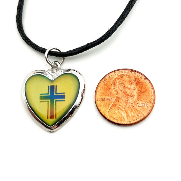 Mood Heart Cross Necklace - Forgiven Jewelry