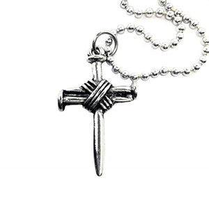 Wire Wrapped Nail Cross On Ball Chain - Forgiven Jewelry