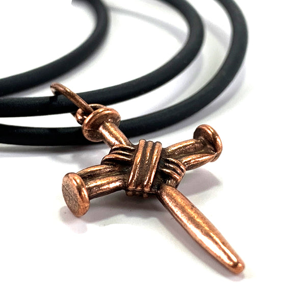 Wire Wrapped Nail Cross Copper - Forgiven Jewelry