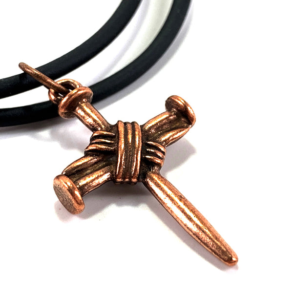 Wire Wrapped Nail Cross Copper - Forgiven Jewelry