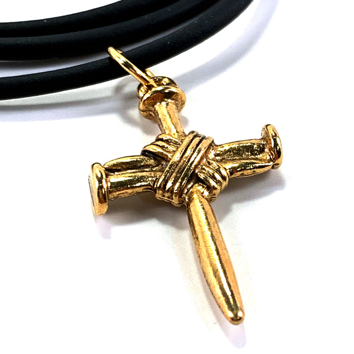 Wire Wrapped Nail Cross Gold - Forgiven Jewelry