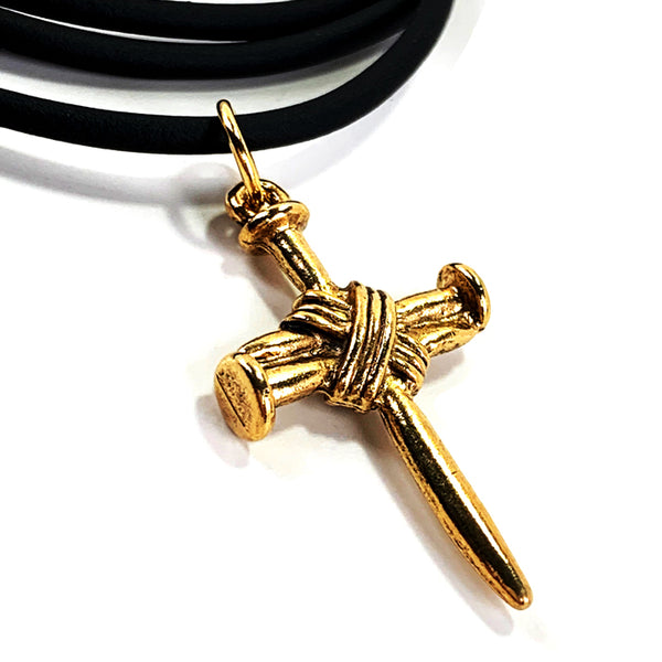 Wire Wrapped Nail Cross Gold - Forgiven Jewelry