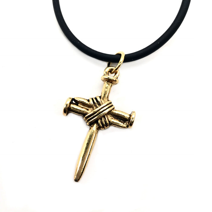 Wire Wrapped Nail Cross Gold - Forgiven Jewelry