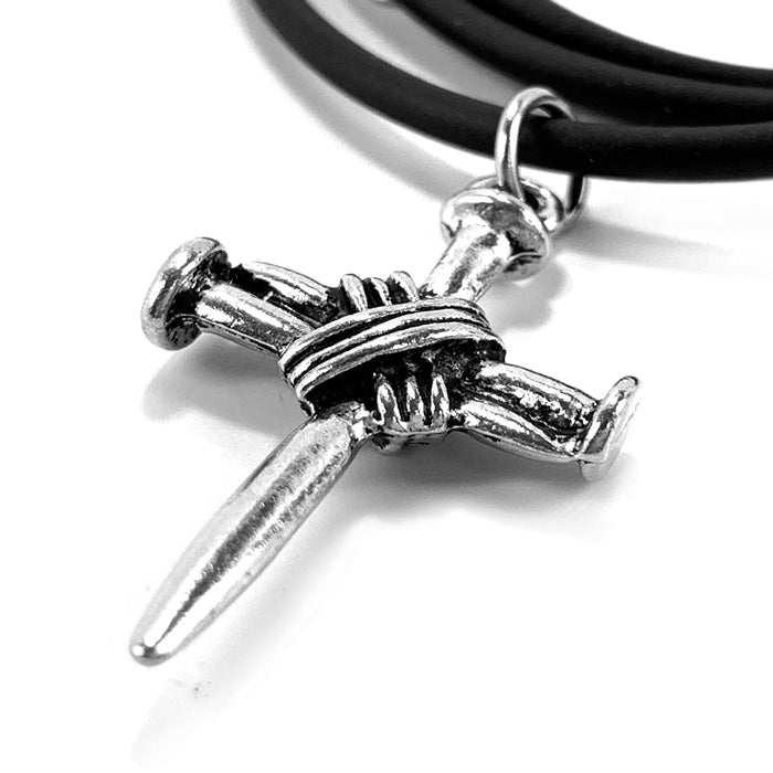 Wire Wrapped Nail Cross Silver - Forgiven Jewelry