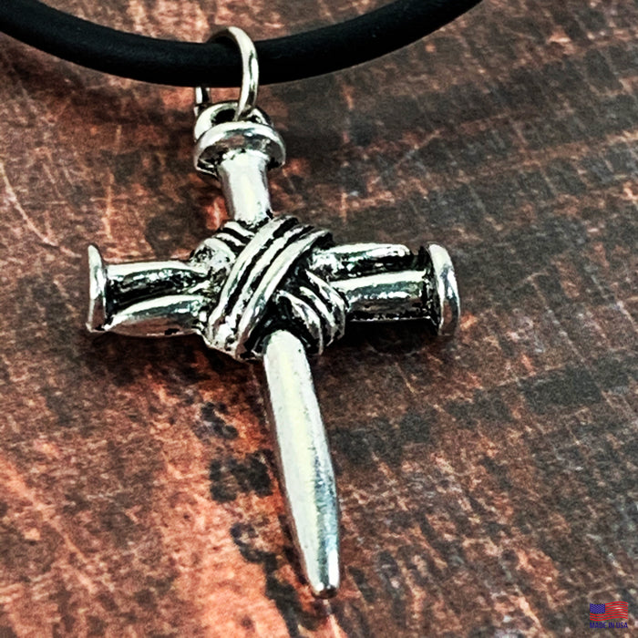 Wire Wrapped Nail Cross Silver - Forgiven Jewelry