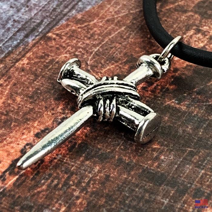 Wire Wrapped Nail Cross Silver - Forgiven Jewelry