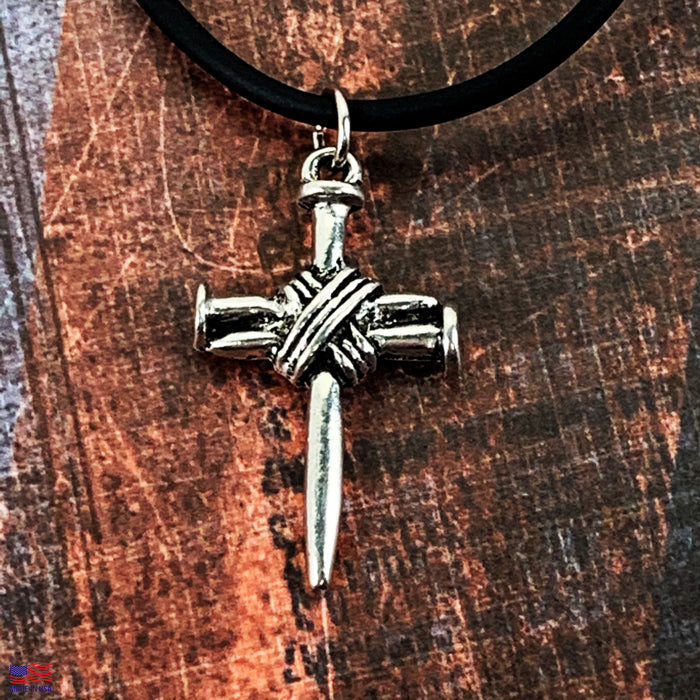 Wire Wrapped Nail Cross Silver - Forgiven Jewelry