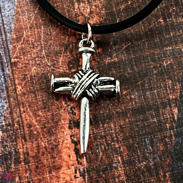 Wire Wrapped Nail Cross Silver - Forgiven Jewelry