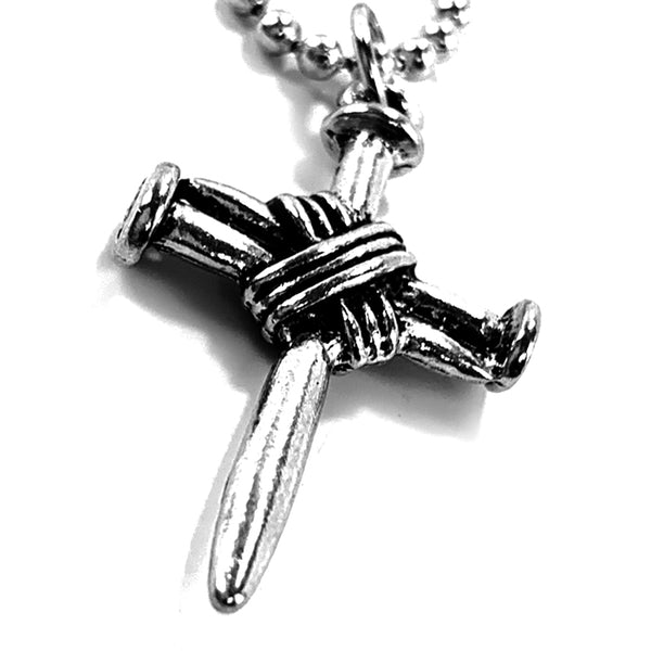 Wire Wrapped Nail Cross On Ball Chain - Forgiven Jewelry
