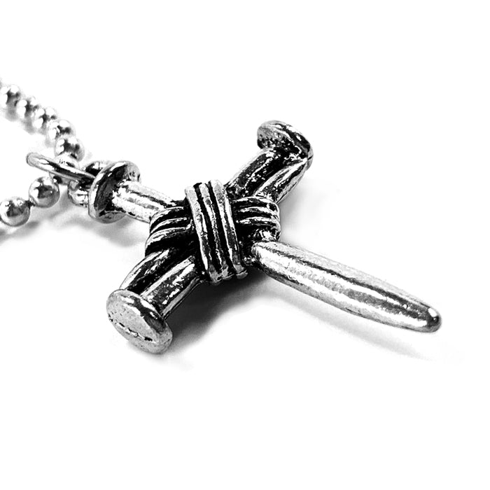 Wire Wrapped Nail Cross On Ball Chain - Forgiven Jewelry