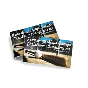 Baseball Softball Phil 413 I Can Do All Things Through Christ Inspirational Pocket Card - Forgiven Jewelry