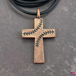 Baseball Stitch Cross Necklace Copper Finish - Forgiven Jewelry
