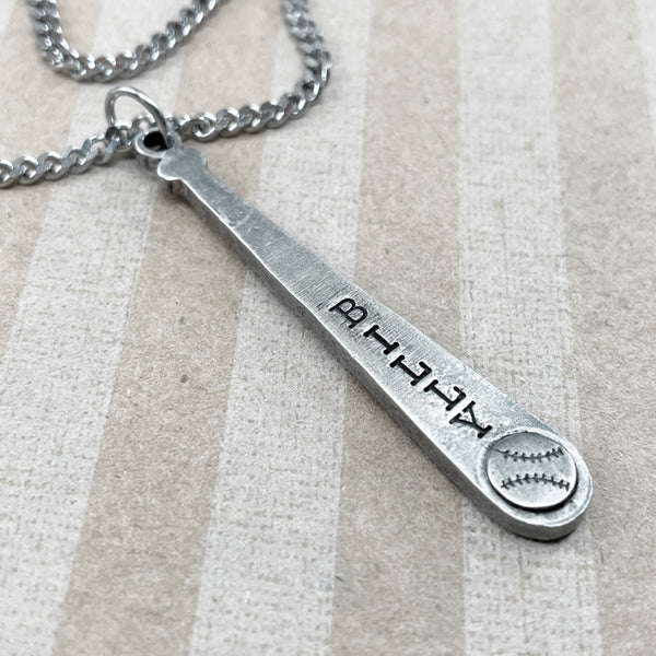 Baseball Softball Customize Name Bat Necklace Chain - Forgiven Jewelry