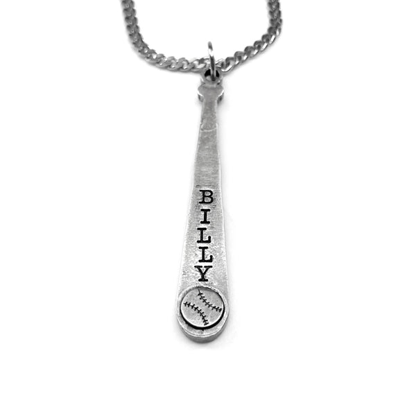 Baseball Softball Customize Name Bat Necklace Chain - Forgiven Jewelry