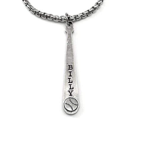 Baseball Softball Customize Name Bat Necklace Heavy Chain - Forgiven Jewelry