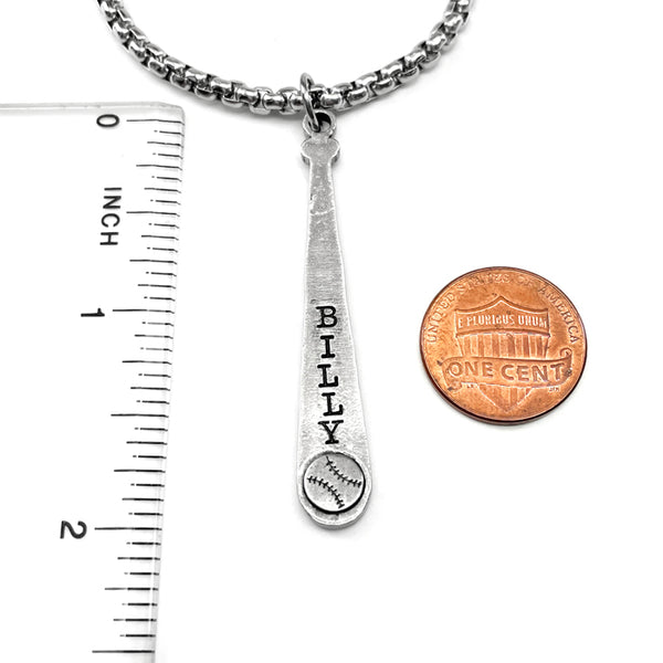 Baseball Softball Customize Name Bat Necklace Heavy Chain - Forgiven Jewelry