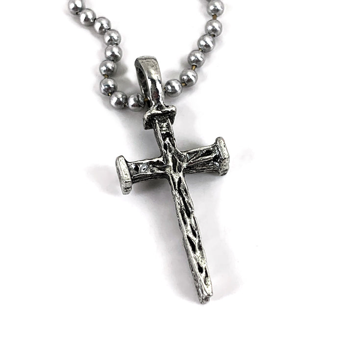 Nail Cross Antique Silver Ball Chain Necklace - Forgiven Jewelry