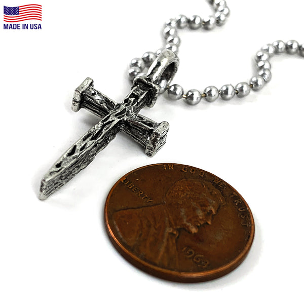 Nail Cross Antique Silver Ball Chain Necklace - Forgiven Jewelry