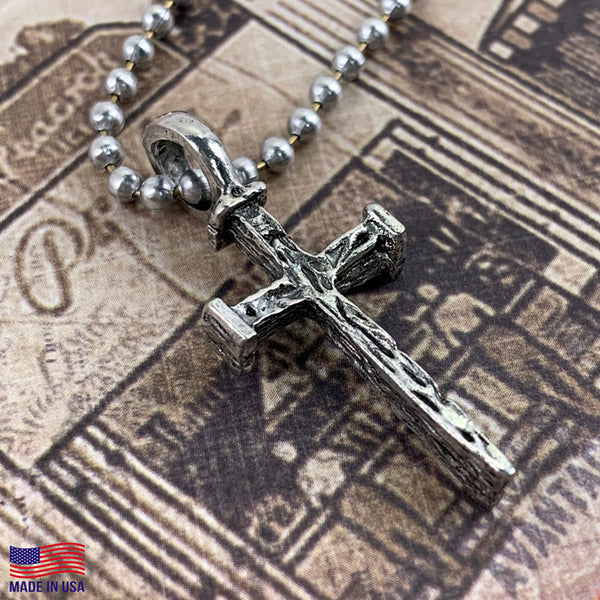 Nail Cross Antique Silver Ball Chain Necklace - Forgiven Jewelry