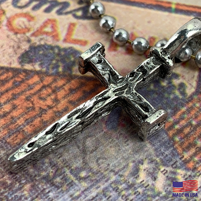 Nail Cross Antique Silver Ball Chain Necklace - Forgiven Jewelry