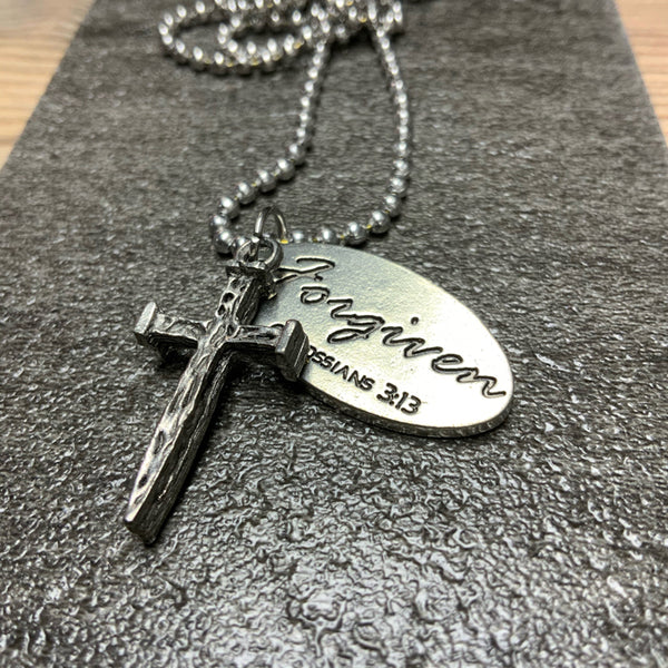 Nail Cross Tag Necklace - Forgiven Jewelry