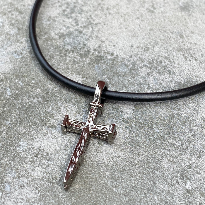 Nail Cross Gunmetal Necklace - Forgiven Jewelry