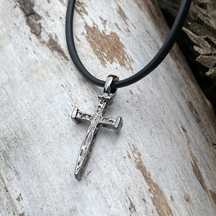 Nail Cross Gunmetal Necklace - Forgiven Jewelry