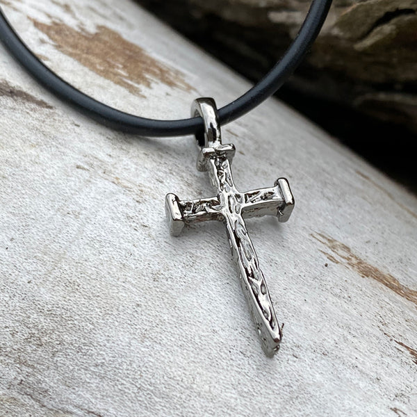 Nail Cross Gunmetal Necklace - Forgiven Jewelry