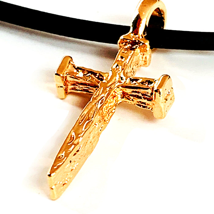 Nail Cross Rose Gold Metal Finish Necklace - Forgiven Jewelry
