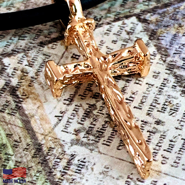 Nail Cross Rose Gold Metal Finish Necklace - Forgiven Jewelry