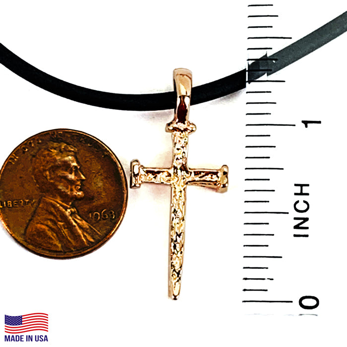 Nail Cross Rose Gold Metal Finish Necklace - Forgiven Jewelry