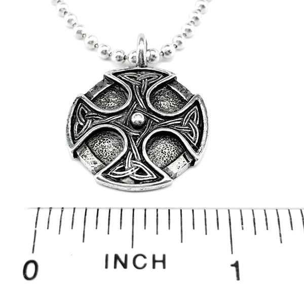 Celtic Cross Trinity Silver Shield Pendant Necklace - Forgiven Jewelry