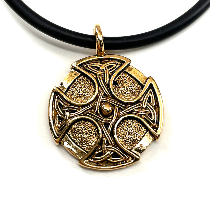 Celtic Cross Trinity Gold Shield Pendant Necklace - Forgiven Jewelry