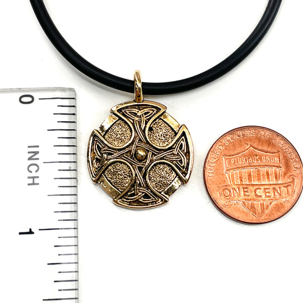 Celtic Cross Trinity Gold Shield Pendant Necklace - Forgiven Jewelry