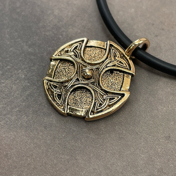 Celtic Cross Trinity Gold Shield Pendant Necklace - Forgiven Jewelry