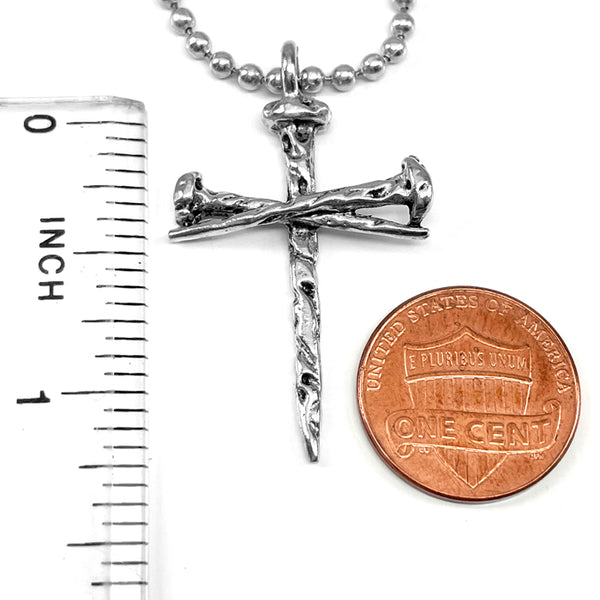 Rustic Nail Cross Necklace on ball chain - Forgiven Jewelry