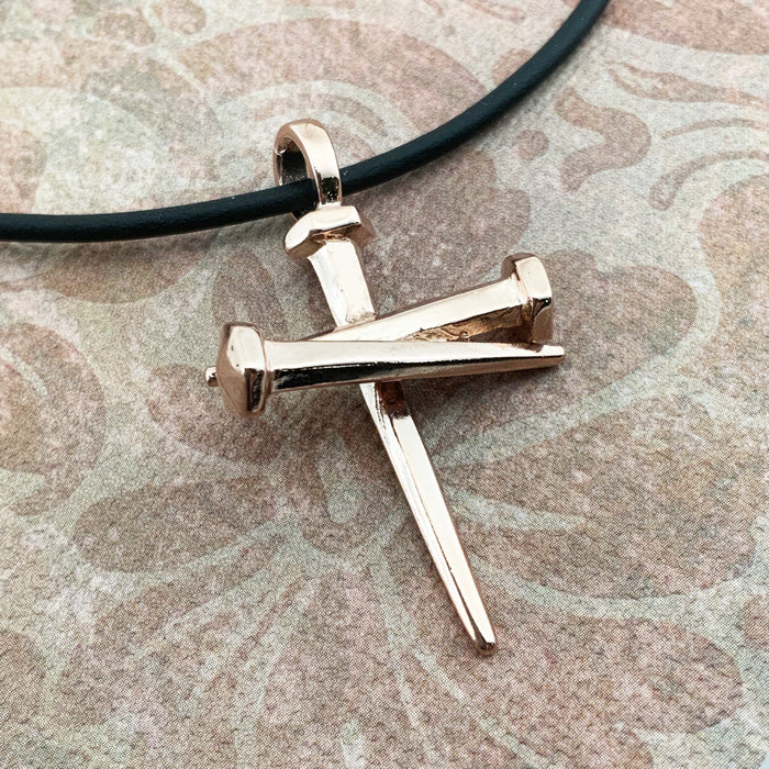 Nail Pendant Necklace Rose Gold Metal Finish - Forgiven Jewelry