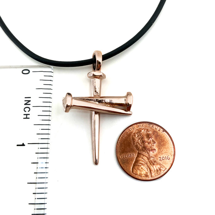 Nail Pendant Necklace Rose Gold Metal Finish - Forgiven Jewelry