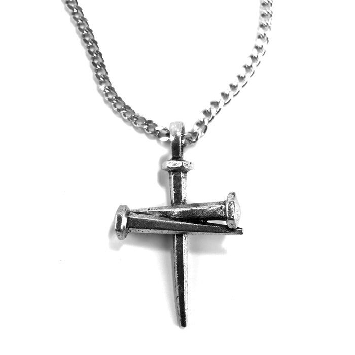 Nail Pendant Necklace Silver Curb Chain - Forgiven Jewelry
