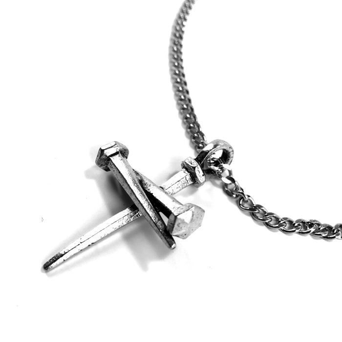 Nail Pendant Necklace Silver Curb Chain - Forgiven Jewelry