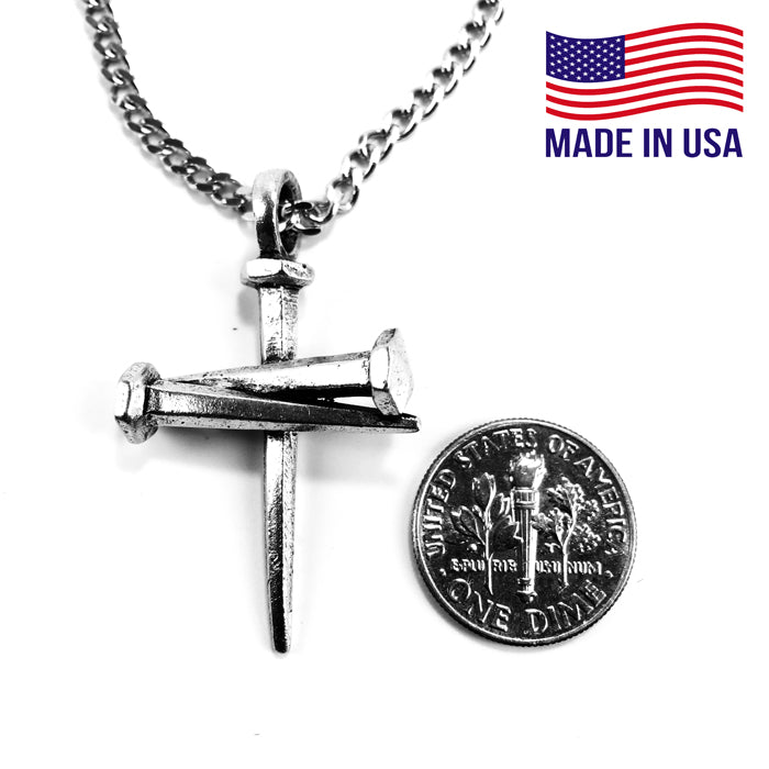 Nail Pendant Necklace Silver Curb Chain - Forgiven Jewelry