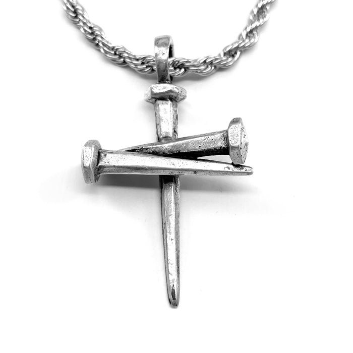 Nail Pendant Necklace Silver Rope Chain - Forgiven Jewelry
