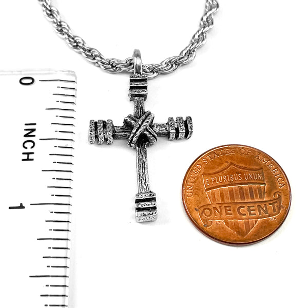 Rugged Cross Antique SilverNecklace Rope Chain - Forgiven Jewelry