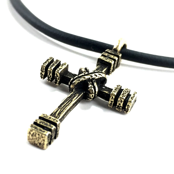 Rugged Cross Necklace Brass - Forgiven Jewelry