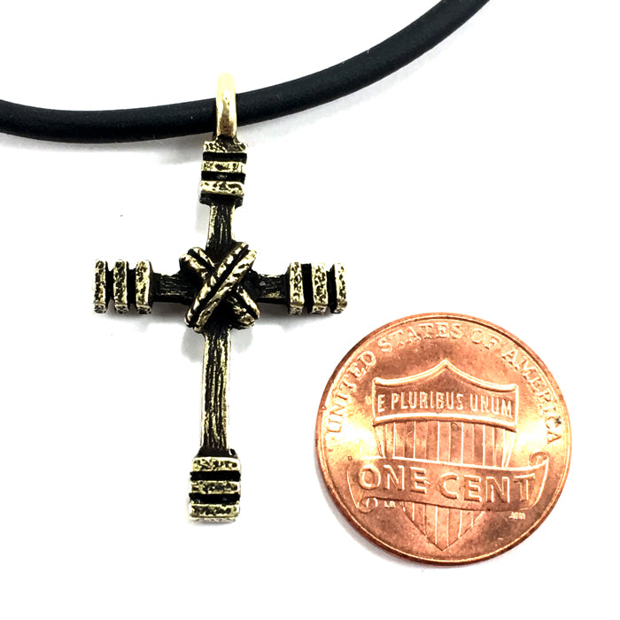 Rugged Cross Necklace Brass - Forgiven Jewelry