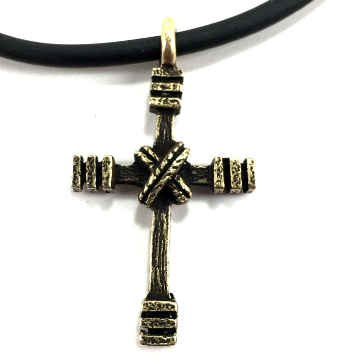 Rugged Cross Necklace Brass - Forgiven Jewelry