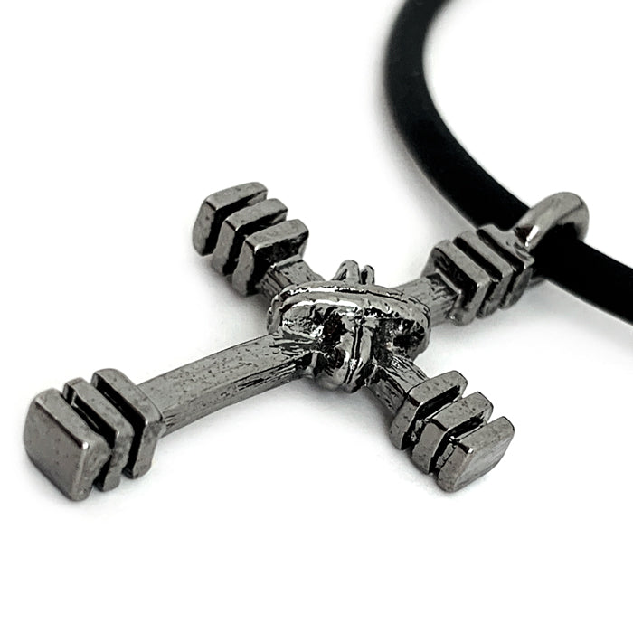 Rugged Cross Necklace Gunmetal Color Finish - Forgiven Jewelry