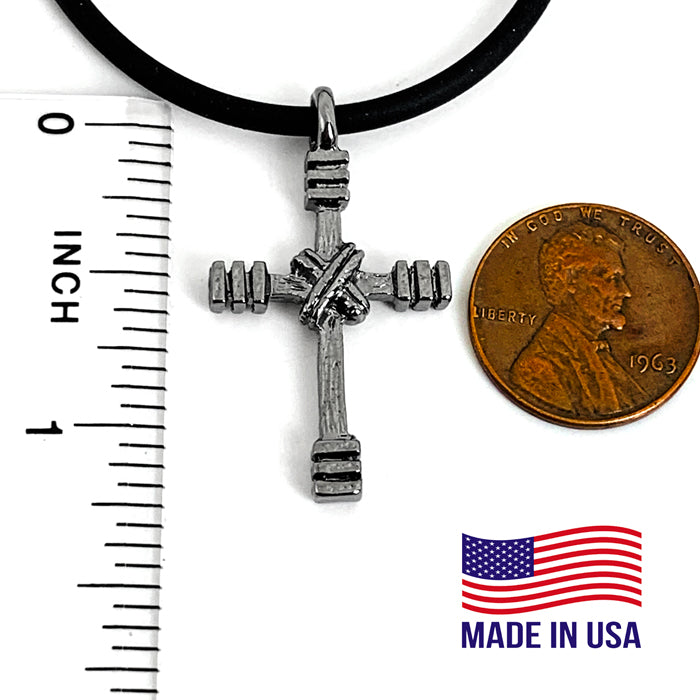 Rugged Cross Necklace Gunmetal Color Finish - Forgiven Jewelry